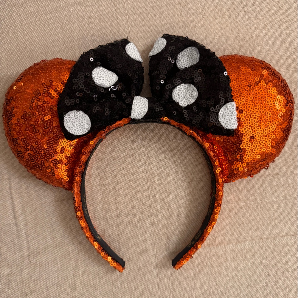 BBBrooke Orange Sequin Mouse Ears Headband